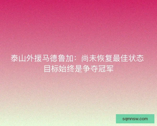 泰山外援马德鲁加：尚未恢复最佳状态 目标始终是争夺冠军