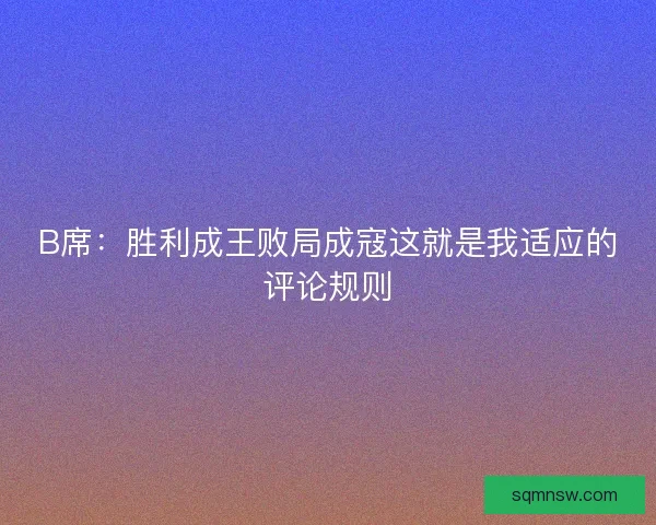 B席：胜利成王败局成寇这就是我适应的评论规则