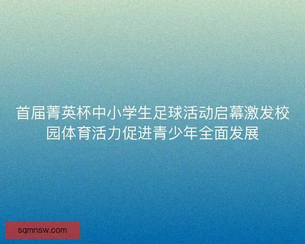 首届菁英杯中小学生足球活动启幕激发校园体育活力促进青少年全面发展